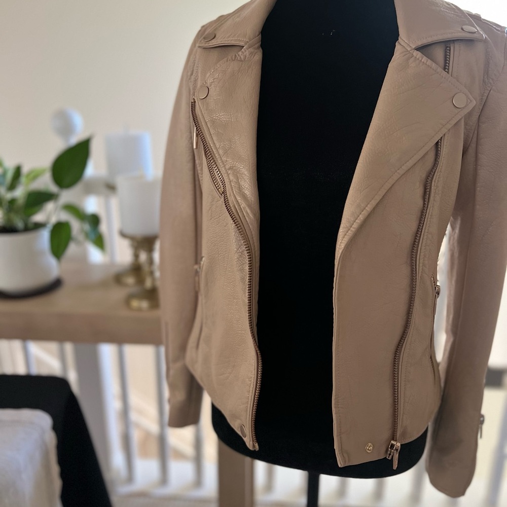 Blank NYC Cream Vegan Leather Jacket